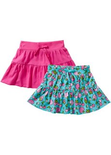 Юбка (2 штуки в упаковке) (аква с рисунком фруктов + ярко-розовый) Bonprix