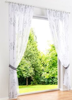 Гардина Алина (1 шт.), гофрированная тесьма (белый/серый) Bonprix