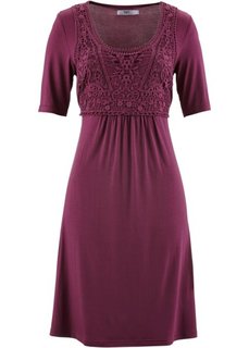 Платье с кружевной вставкой и коротким рукавом (красная ягода) Bonprix