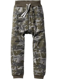 Трикотажные брюки Loose Fit (черный/темно-оливковый/дымчато-серый с узором) Bonprix