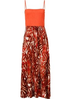Платье в стиле бандо (оранжевый матовый с рисунком) Bonprix