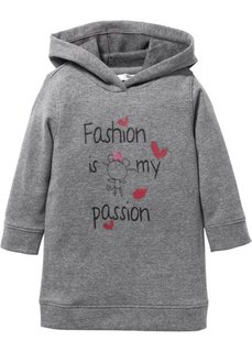 Трикотажное платье с капюшоном, Размеры 80-134 (серый меланж с рисунком) Bonprix