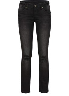 Джинсы Skinny с декоративными повреждениями (черный деним) Bonprix