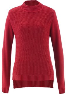 Пуловер с воротником-стойкой и структурным узором (темно-красный) Bonprix