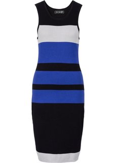 Вязаное платье (черный/синий/серебристый в полоску) Bonprix