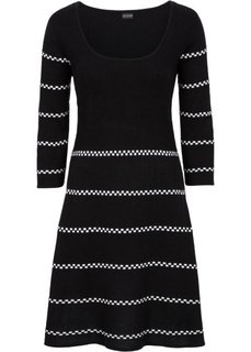 Вязаное платье (черный/белый в полоску) Bonprix