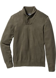 Пуловер Slim Fit (темно-оливковый) Bonprix