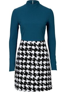 Трикотажное платье (серо-синий/белый с рисунком) Bonprix