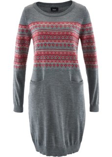 Вязаное платье (серый меланж с узором) Bonprix