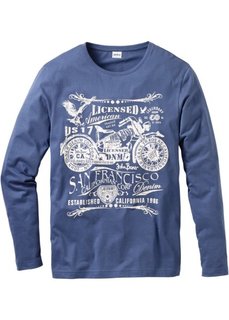 Футболка стандартного прямого покроя regular fit (синий джинсовый) Bonprix