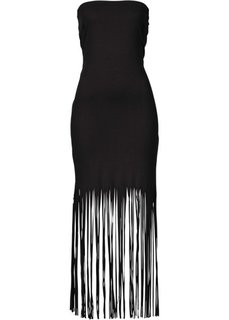 Платье с бахромой (черный) Bonprix