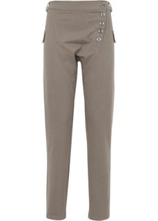 Трикотажные брюки с линией пуговиц сбоку (серо-коричневый) Bonprix