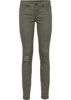 Брюки с необработанными нижними краями (темно-оливковый) Bonprix