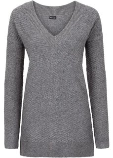 Вязаный пуловер (серый меланж) Bonprix