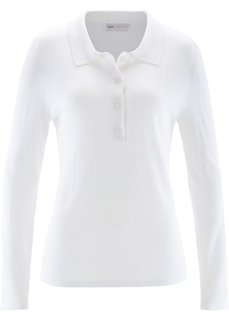 Пуловер с воротником-поло (цвет белой шерсти) Bonprix