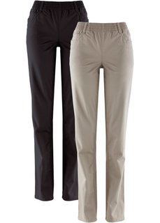 Брюки-стретч (2 шт.) (серо-коричневый + черный) Bonprix