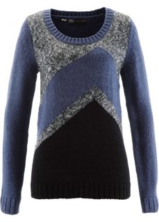 Пуловер (индиго/черный/антрацитовый меланж) Bonprix