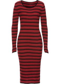 Вязаное платье (черный/красный в полоску) Bonprix