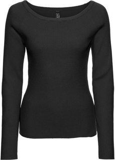 Пуловер в рубчик (черный) Bonprix