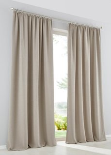 Штора Дарио (1 шт.), гофрированная тесьма (кремовый) Bonprix
