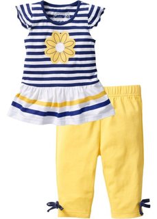 Футболка + легинсы-капри (2 изд.) (белый в поперечную полоску + желтый тюльпан) Bonprix