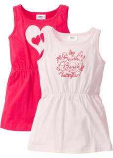 Трикотажное платье (2 шт.) (ярко-розовый + нежно-розовый с принтом) Bonprix