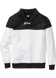 Свитшот Regular Fit с шалевым воротом (черный/белый) Bonprix