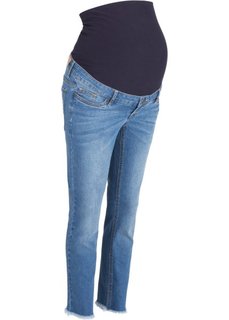 Мода для беременных: джинсы длины 7/8 с бахромой по нижнему краю (голубой) Bonprix