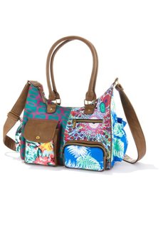 Сумка Пэч среднего размера (коричневый/красный/синий с рисунком) Bonprix