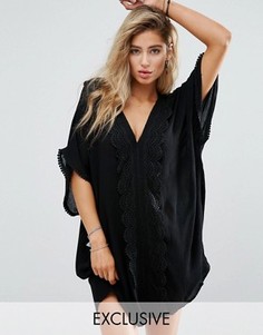 South Beach Lace Trim Beach Kaftan - Белый