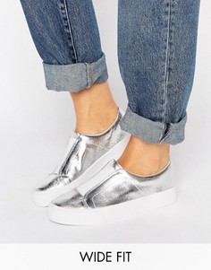 ASOS DAISY MAY Wide Fit Slip on Trainers - Серебряный