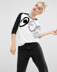 Oversize-футболка с рукавами реглан и принтом глаза Mini Cream - Белый