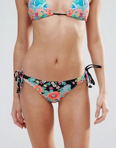 Трусы бикини с цветочным принтом Seafolly - Черный