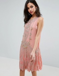 Платье мини с отделкой и бантами ASOS - Розовый