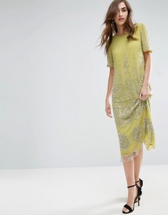 Платье миди с декорированным лифом ASOS GOLD - Желтый