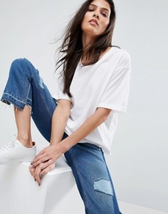 Футболка из ткани с добавлением льна ASOS - Белый