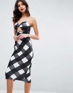 Платье-бандо длины миди в клеточку ASOS - Мульти