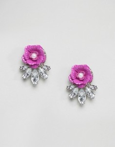 Серьги-гвоздики с розовым цветком ASOS - Розовый