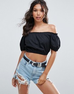 Хлопковый кроп-топ ASOS - Черный