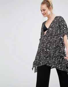 Свободная блузка с принтом Monki - Кремовый