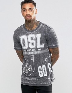Футболка с выжженным принтом Diesel - Черный