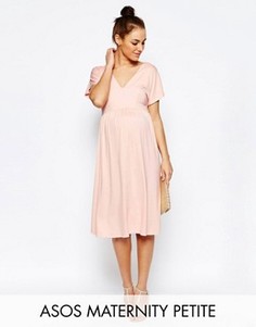 Платье миди с рукавами-бабочками ASOS Maternity PETITE - Розовый