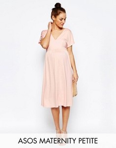Платье миди с рукавами-бабочками ASOS Maternity PETITE - Розовый