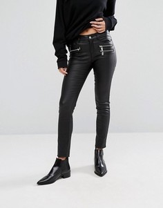 Зауженные джинсы с покрытием и молниями Vero Moda - Черный