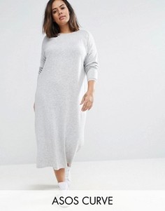 Трикотажное платье миди ASOS CURVE LOUNGE - Серый