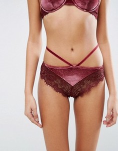Бразильские трусики из бархата и кружева ASOS Veda - Черный