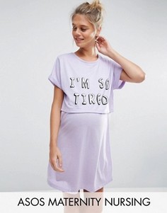 Футболка для сна Im So Tired ASOS Maternity NURSING - Зеленый