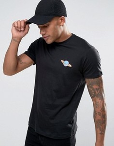 Футболка с вышивкой планеты Brave Soul - Черный