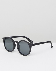 Черные круглые солнцезащитные oversize-очки с плоскими стеклами ASOS - Черный
