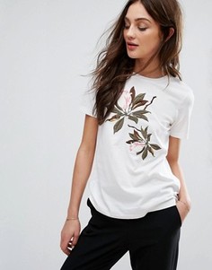 Трикотажная футболка с цветочной вышивкой Y.A.S - Белый